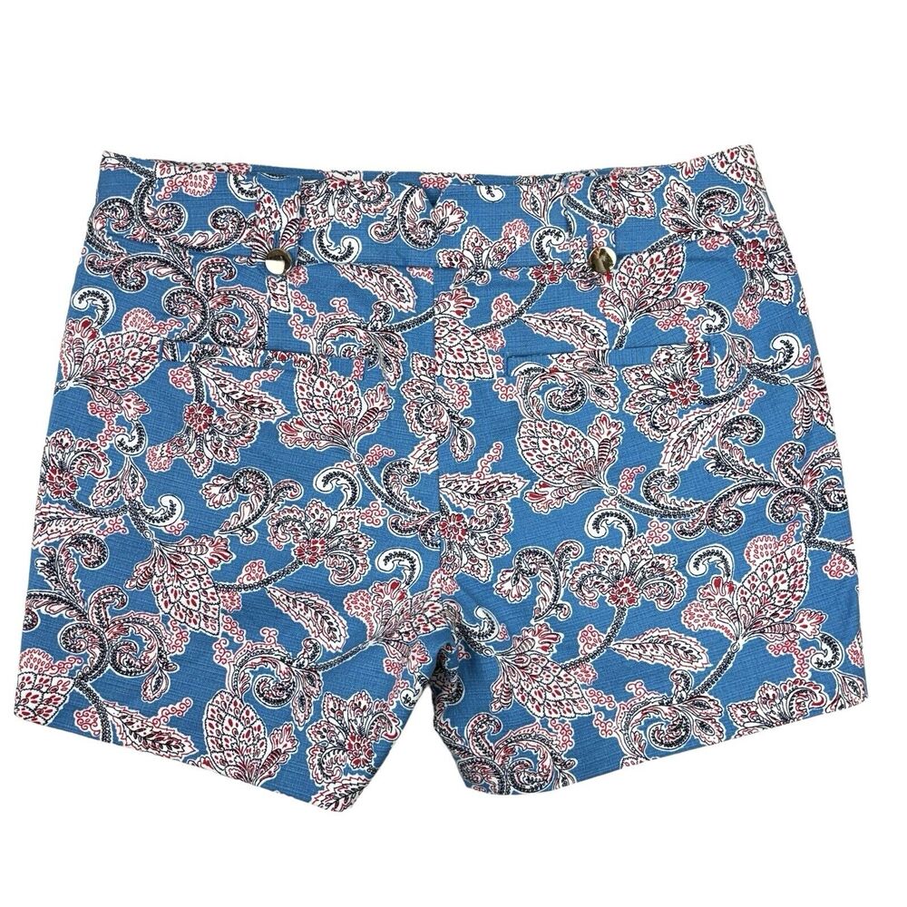 NWT Ann Taylor LOFT Paisley Riviera Shorts with 4 Inch Inseam Sz 0 Blue Cotton - Picture 6 of 11